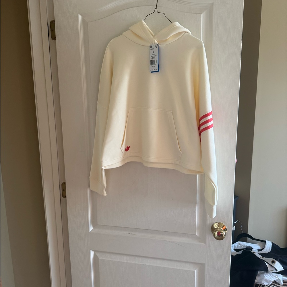 Adidas Women's Off-White Hoodie with coral Accents